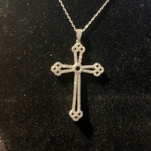 Silver plated cross necklace from JTV  stimulated diamonds